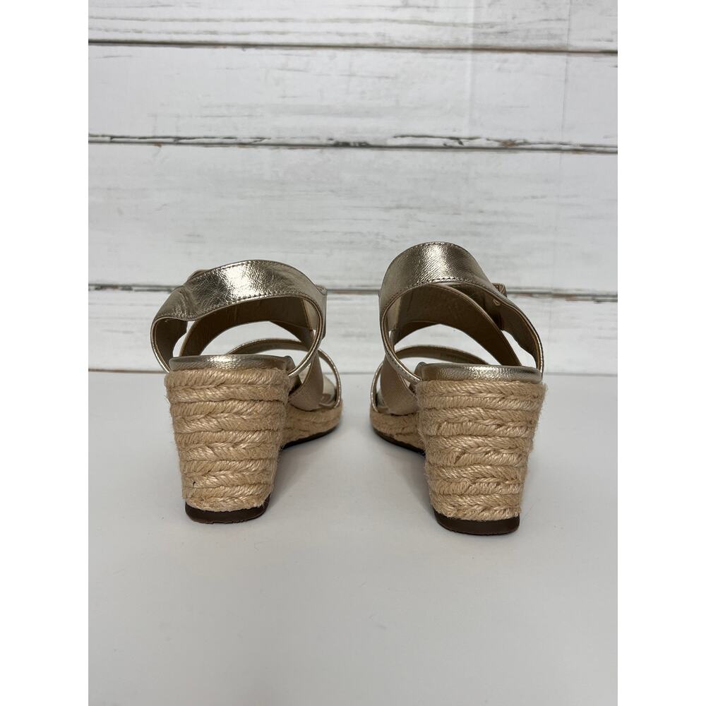 Vionic Ainsleigh Gold Metallic Espadrille Wedge Sandals Shoe Size 8 Comfort - Picture 5 of 10